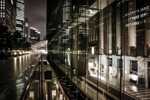 Tokyo Shiodome of night view. Shooting Location: Tokyo metropolitan area
