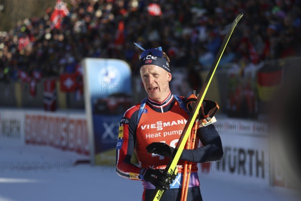 Johannes Thingnes Boe Norway after finishing the sprint at the IBU Biathlon World Championships Lenzerheide 2025, Lenzerheide, Switzerland / SUI / CH
