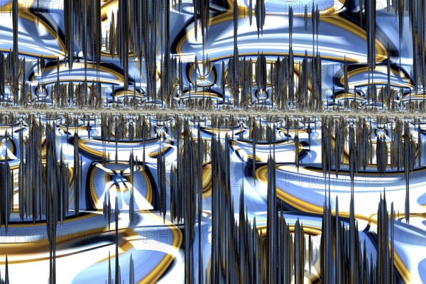 Sci-fi or hi-tech background - abstract computer-generated image. Digital art: future city concept. Trendy backdrop for technology, data science, virtual reality theme design projects