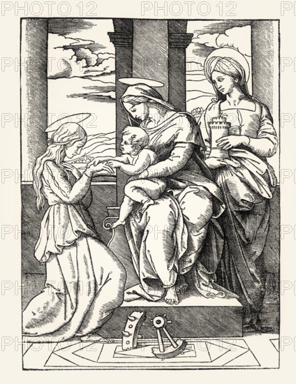 The Mystic Marriage of Saint Catherine of Alexandria, 16th century, facsimile of the 19th century