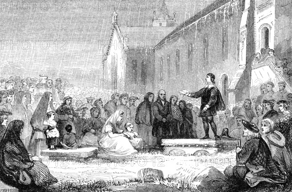 John Henry Livingston, of Ancrum, 1603-1672, preaching at Shottskirk or Kirk O' Shotts Parish Church, Salsburgh North Lanarkshire, Scotland, United Kingdom, Europe