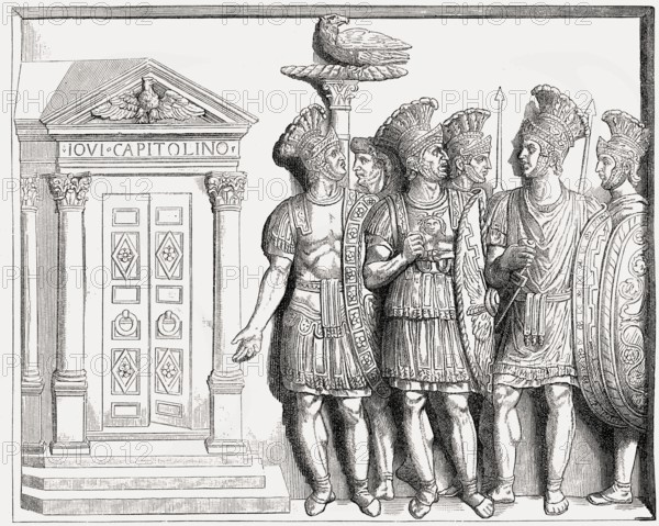The Praetorians, decor fragment of an arc de triomphe 51-52 AD, ancient Rome