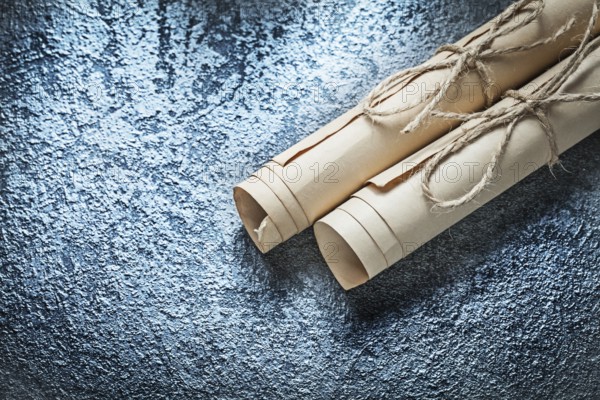 Vintage paper scrolls on black background