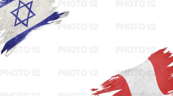 Flags of Israel and Peru on White Background
