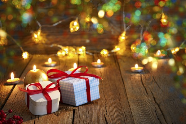 Christmas gift vintage rustic wooden background decoration