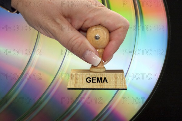 CD, DVD, stamp, GEMA, fees, music industry, data carrier, storage medium studio recording, Federal Republic of Germany