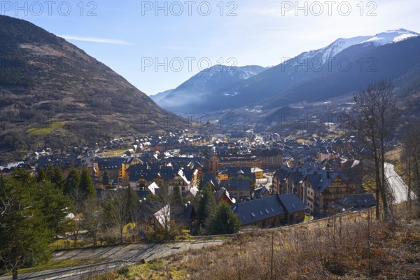 Vielha also Viella village in Lerida Catalonia of Spain Aran Valley in Pyrenees