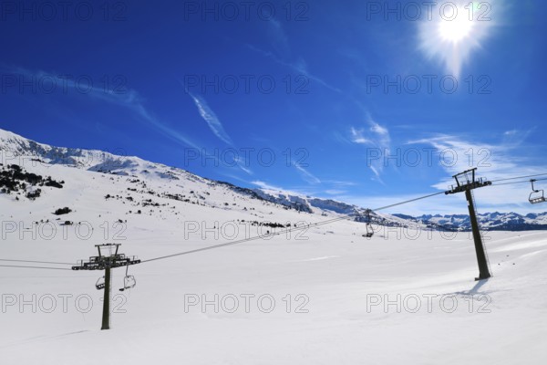 Baqueira Beret in Lerida Catalonia ski spot resort in Aran Valley of Pyrenees Spain