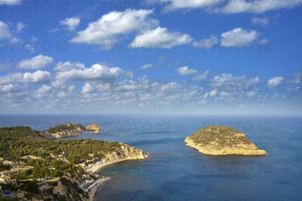 Javea Xabia Mediterranean sea aerial from La Falzia point in Alicante Spain
