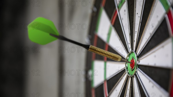 An image of a typical darts game with dart in the bullseye