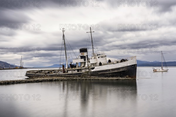 The wreck of the ship Saint Christopher in Ushuaia, Tierra del Fuego province, Argentina, South America