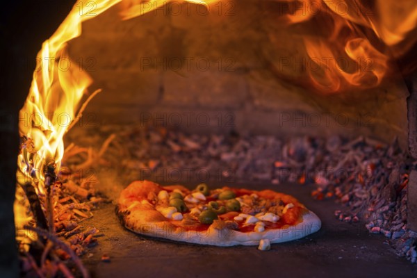 Original Italian pizza from the wood fire oven