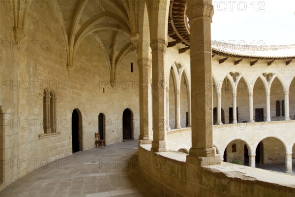 Bellver Castle Castillo cloister corridor in Majorca at Palma de Mallorca Balearic Islands