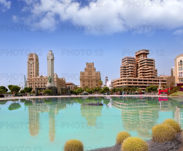 Santa Cruz de Tenerife in Plaza de Espana lake at Canary Islands