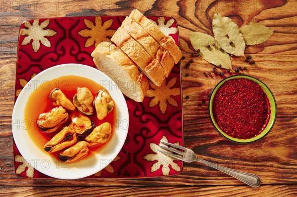 Tapas mejillones escabeche pickled mussels from Spain