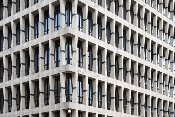 Old Town, Brussels Capital Region, Belgium, 06 05 2022, Rectangular windows of the ING headquarters, a banking institution, Europe