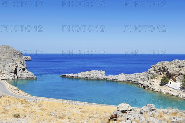 Agios Pavlos beach near the village of Lindos in Rhodes, Greece, Europe