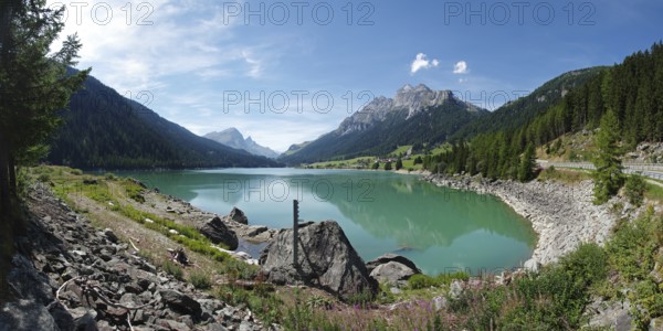Sufnersee with the Teurihorn, Viamala, Graubünden, Switzerland, Europe