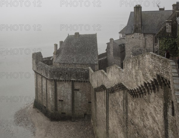 Mont-Saint-Michel, monastery hill, fortified staircase, view of the Tour Boucle from the north