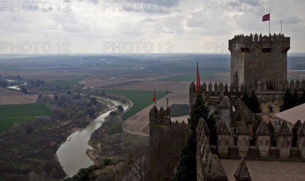 South tower from the north and view of the Río Guadalquivir valley
