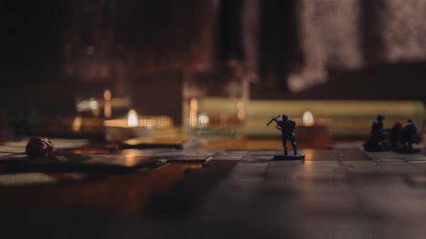 Crossbowman, Dungeons and Dragons board game in the evening time