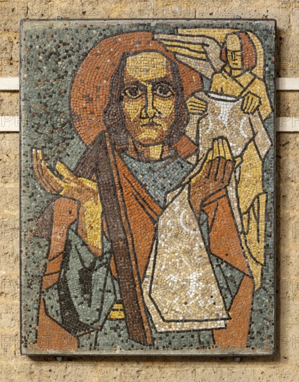 Brauweiler near Pulheim, St Nicholas Abbey Church, mosaic by Jaap Sombroek in St Martin's Chapel, St Joseph