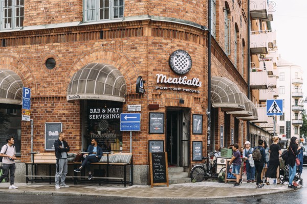 Stockholm, Sweden, August 8, 2019: Hipster restaurant in Sofo, the trendiest neighbourhood in Stockholm, known for its hipster cafes and cool shops, Europe