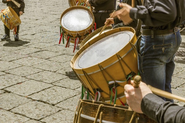 Detail of some drummers men in a day of celebration