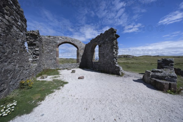Ruins of the ruined St Dwynwen Church, Llanddwynn Island, Newborough, Anglesey, Wales, Great Britain