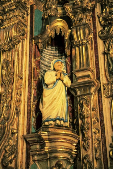 Mother Theresa as a carved figure in the Recoleta Church, Basilica Nuestra Senora del Pilar, Buenos Aires, Argentina, South America