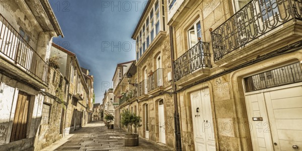 Typical Architecture, Street Scene, La Coruña, Galicia, Spain, Europe