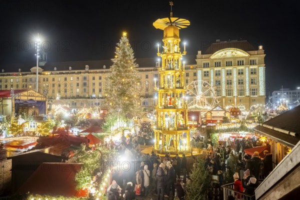 The Dresden Striezelmarkt is a Christmas market in Dresden. It has been held in Advent since 1434, usually on the Altmarkt square, and attracts an average of around two million visitors every year. It is the oldest certified Christmas market in Germany. Dresden, Saxony, Germany, Europe