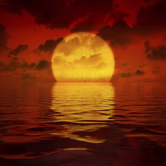 A big sooting sunset wallpaper 3D illustration