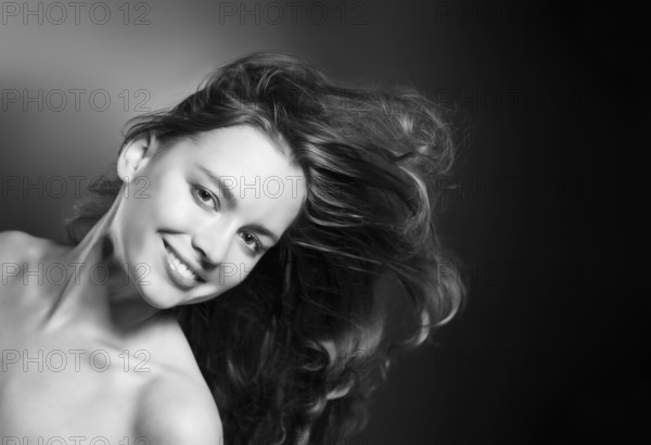 Beauty fashion portrait of young woman. Momochrome shot