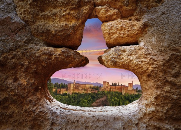 Alhambra window of Granada photo illustration