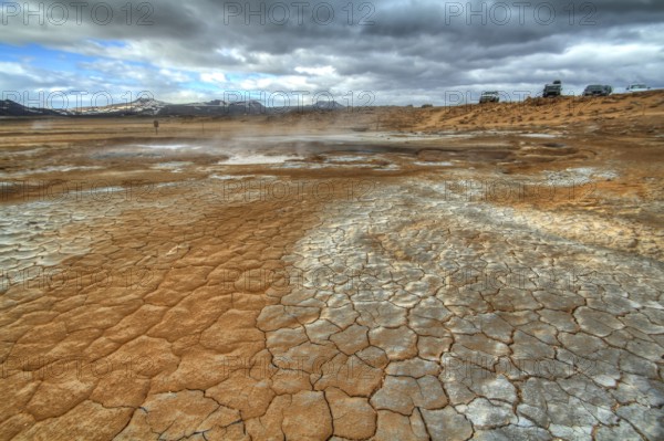 Life-hostile volcanic and geothermal landscape of Namaskard, Iceland, Europe