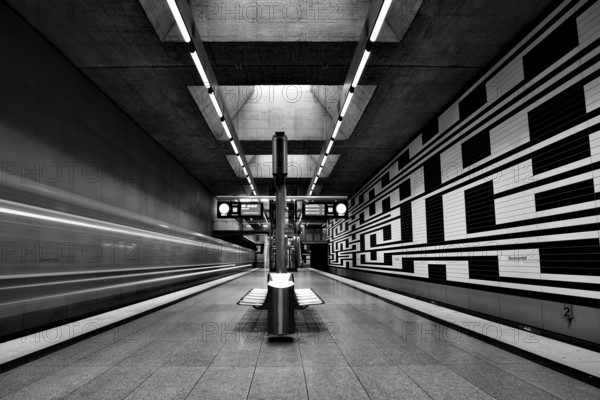 MUNICH, GERMANY, JANURAY 01, 2023, Iconic walls of subway station Oberwiesenfeld in Munich, Bavaria, Germany, Europe