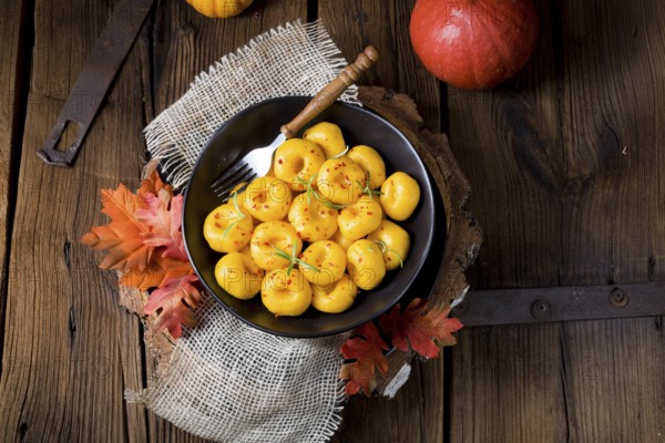 Delicious autumn dumplings with Hokkaido pumpkin puree