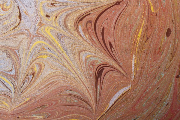 Beautiful abstract art of Ebru marbling painting techniques on water with paints