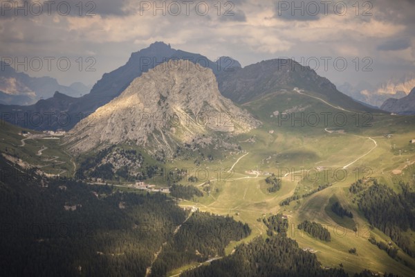 Panoramic view of Passo Pordoi, Val di Fassa, Italian Dolomites