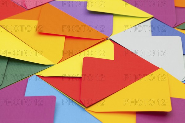 Different colored envelopes on the table