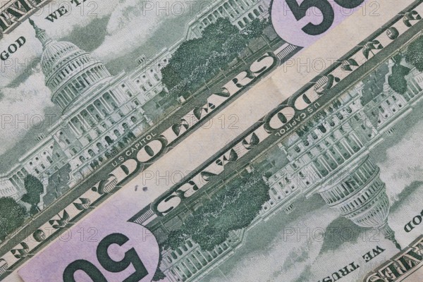 Detail of US dollar banknotes