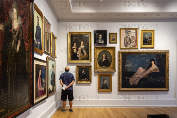 Man admiring artwork, Museo de Bellas Artes, Bilbao, Spain, Europe
