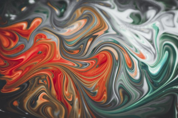 Colorful liquid paints mixed together creating modern abstract