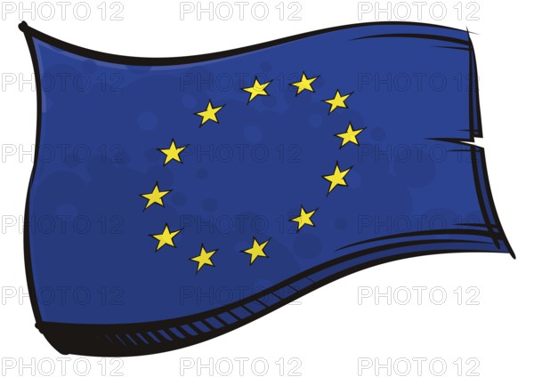 European Union flag created in graffiti paint style