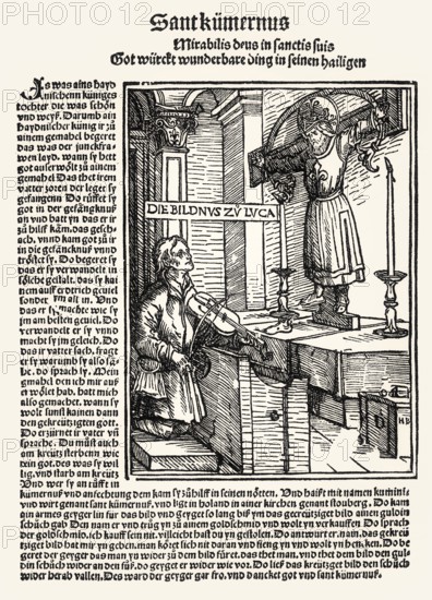 He legend of Wilgefortis, Kümmernis, Uncumber, 1507, Hans Burgkmair the Elder, facsimile of the 19th century