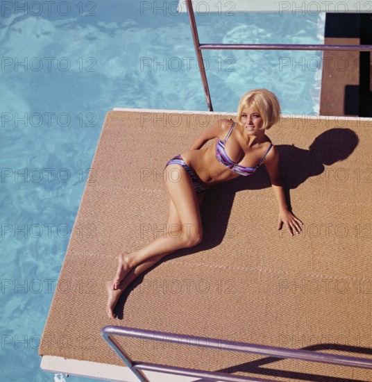 1960s bikini fashion. Actress and model Janet Ågren in her native town Landskrona. Born 6 April 1949. She has appeared in 57 films.1967