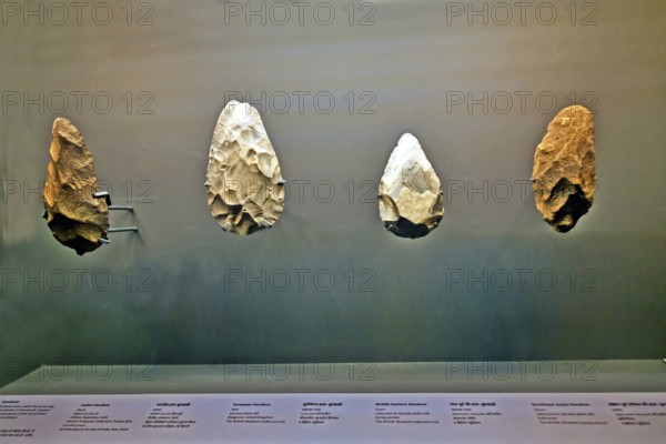 Stone age antique stone tools, CSMVS Museum, Mumbai, Maharashtra, India, Asia