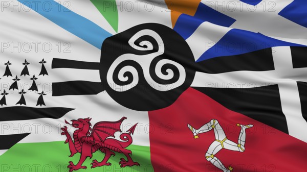 Combined Of The Celtic Nations Flag, Close Up View