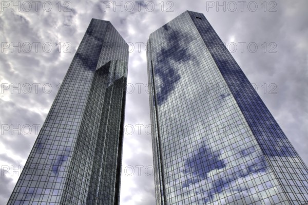 Clouds reflecting in skyscraper, Frankfurt, Hesse, Germany Frankfurt, Germany, Europe